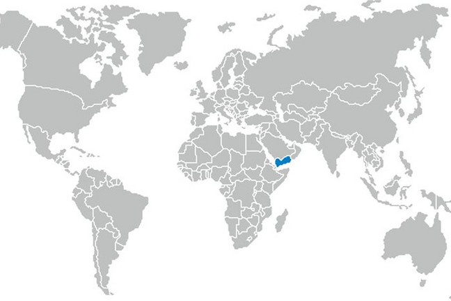 Auf der Karte ist das Land Jemen eingezeichnet