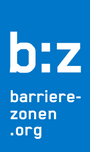 Logo von barriere-zonen.org - die Zeichen b:e